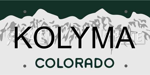 KOLYMA Colorado License Plate
