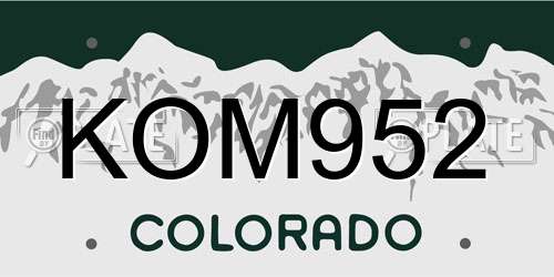 KOM952 Colorado License Plate