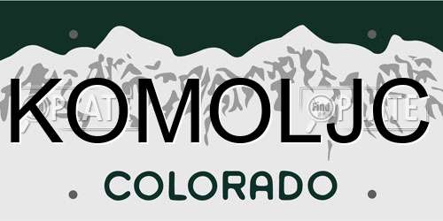 KOMOLJC Colorado License Plate