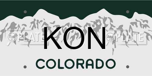 KON Colorado License Plate