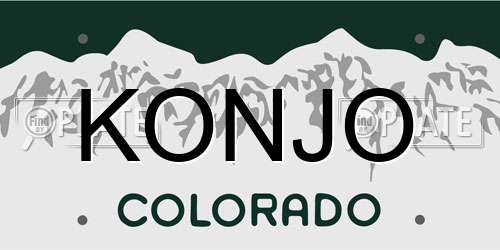 KONJO Colorado License Plate