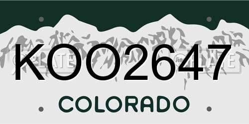 KOO2647 Colorado License Plate