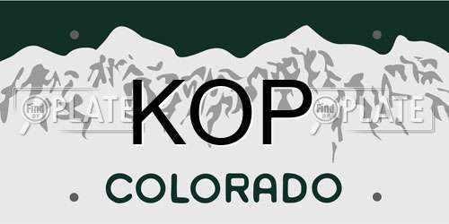 KOP Colorado License Plate