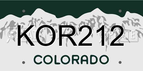 KOR212 Colorado License Plate