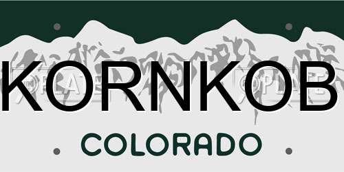 KORNKOB Colorado License Plate