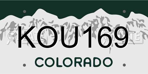 KOU169 Colorado License Plate