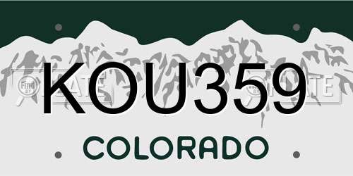 KOU359 Colorado License Plate
