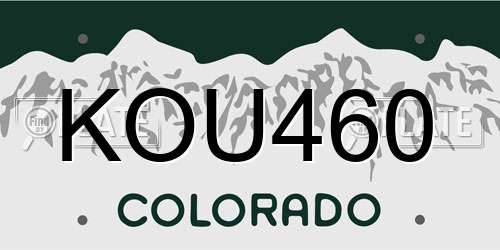 KOU460 Colorado License Plate