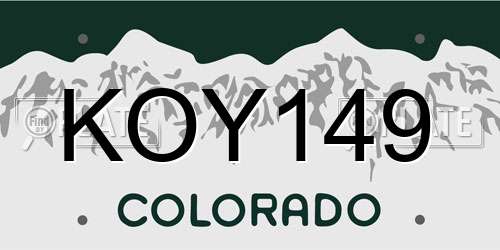 KOY149 Colorado License Plate