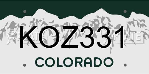KOZ331 Colorado License Plate