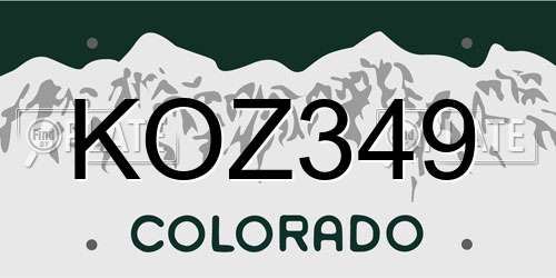 KOZ349 Colorado License Plate