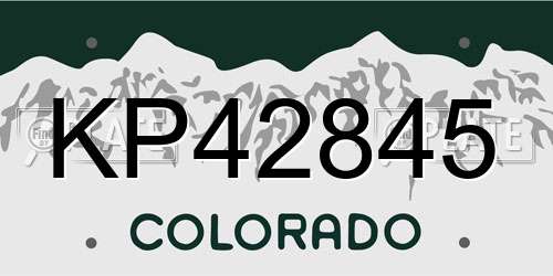 KP42845 Colorado License Plate