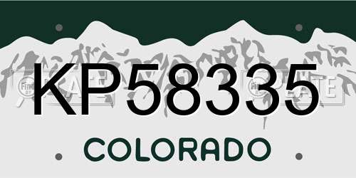 KP58335 Colorado License Plate