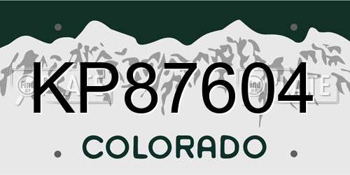 KP87604 Colorado License Plate