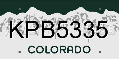 KPB5335 Colorado License Plate