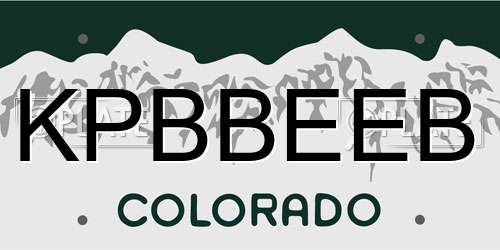 KPBBEEB Colorado License Plate