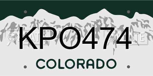 KPO474 Colorado License Plate
