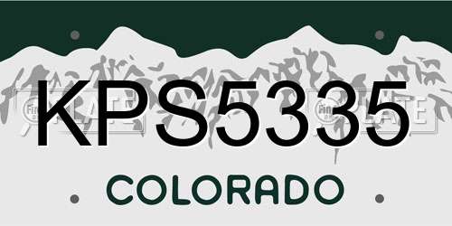 KPS5335 Colorado License Plate