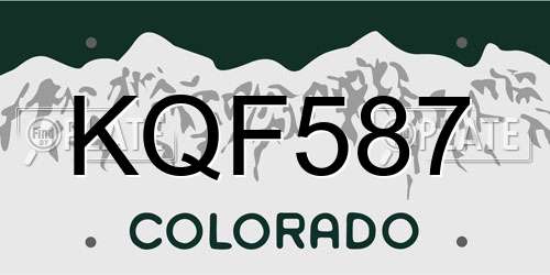 KQF587 Colorado License Plate