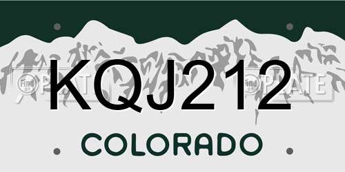 KQJ212 Colorado License Plate