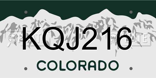 KQJ216 Colorado License Plate