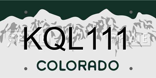 KQL111 Colorado License Plate