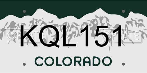 KQL151 Colorado License Plate