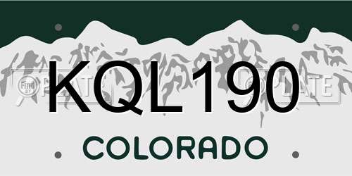 KQL190 Colorado License Plate