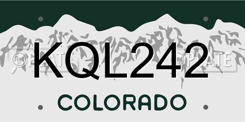 KQL242 Colorado License Plate