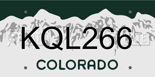 KQL266 Colorado License Plate