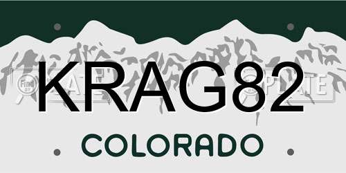 KRAG82 Colorado License Plate