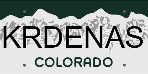 KRDENAS Colorado License Plate