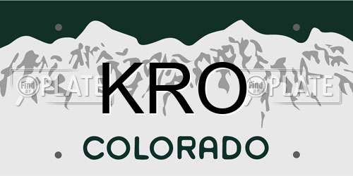 KRO Colorado License Plate