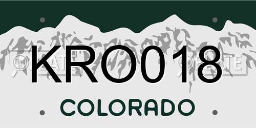 KRO018 Colorado License Plate