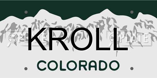 KROLL Colorado License Plate