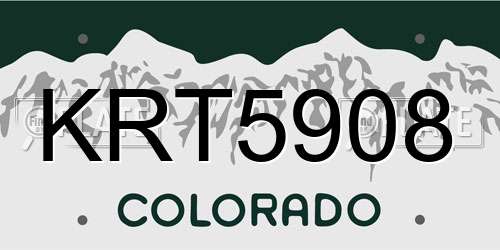 KRT5908 Colorado License Plate