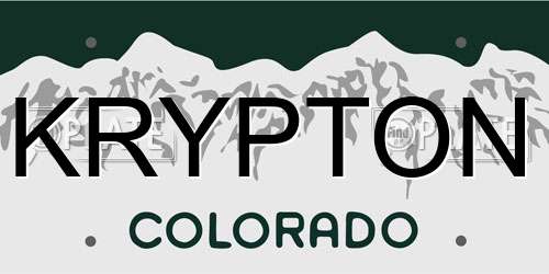KRYPTON Colorado License Plate