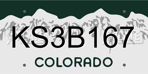 KS3B167 Colorado License Plate