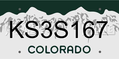 KS3S167 Colorado License Plate