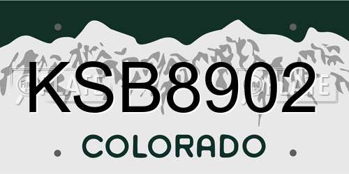 KSB8902 Colorado License Plate