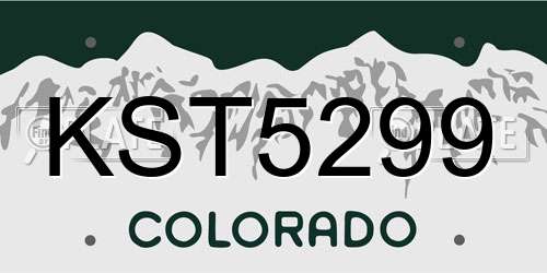 KST5299 Colorado License Plate