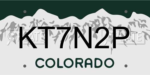 KT7N2P Colorado License Plate