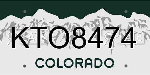KTO8474 Colorado License Plate
