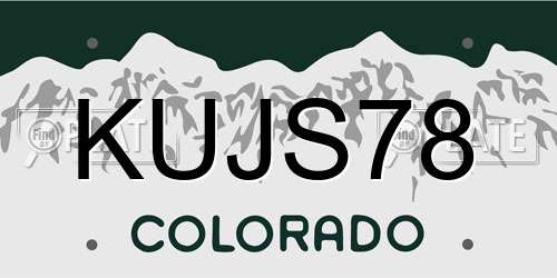 KUJS78 Colorado License Plate