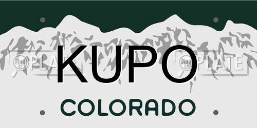 KUPO Colorado License Plate