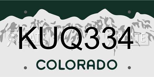 KUQ334 Colorado License Plate
