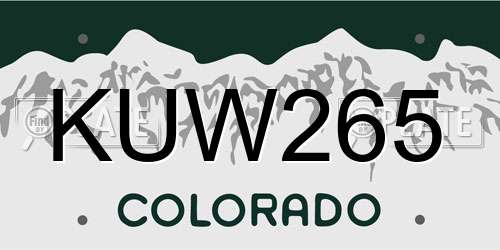 KUW265 Colorado License Plate