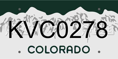 KVC0278 Colorado License Plate
