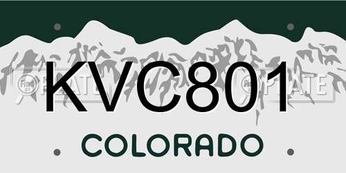 KVC801 Colorado License Plate