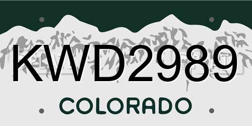 KWD2989 Colorado License Plate